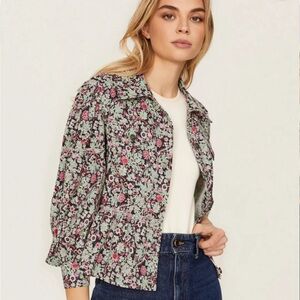 New Cinq A Sept, Party Print Lizzie Jacket, Garden Floral Peplum, Size 4